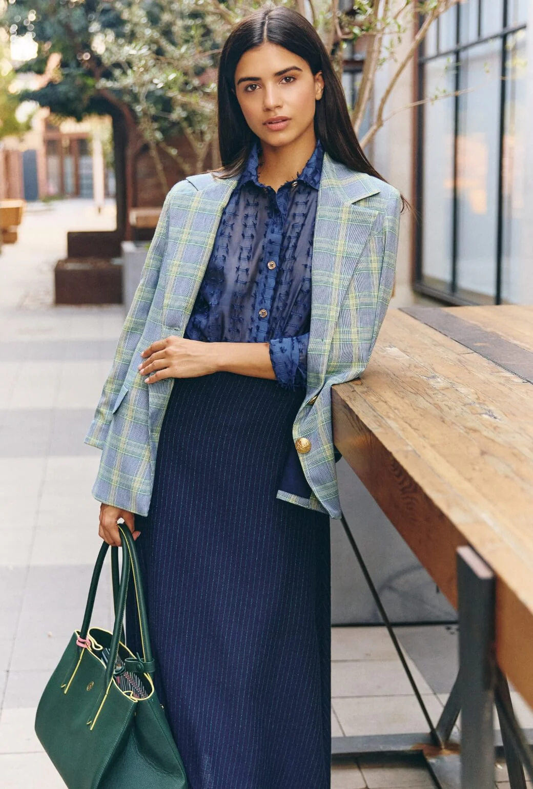 Boyfriend Blazer - Blue & Green Plaid - BURU
