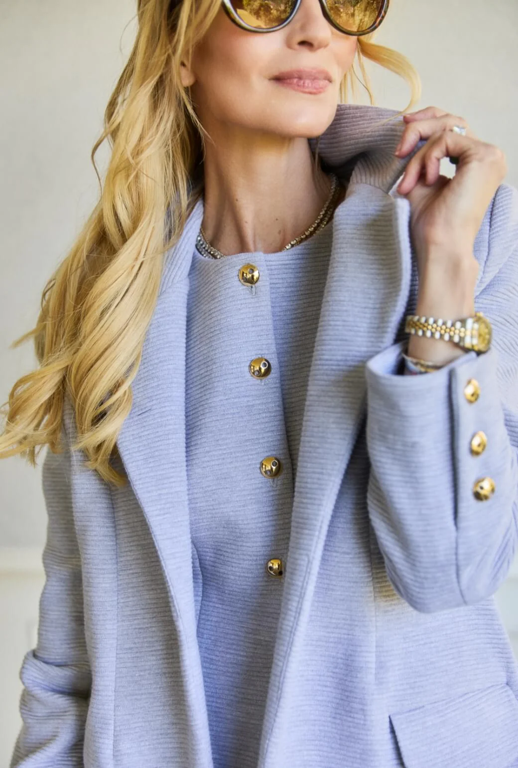 Boyfriend Blazer - Grey Ottoman Rib - BURU