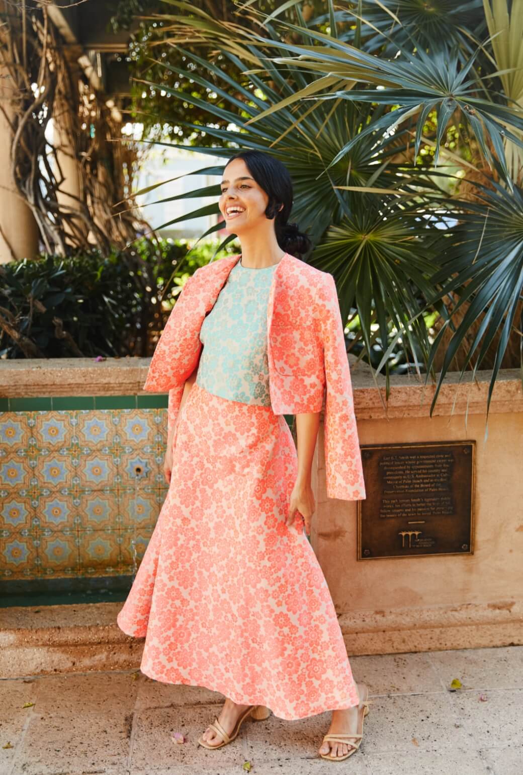 The Laura Skirt - Coral Brightline - BURU