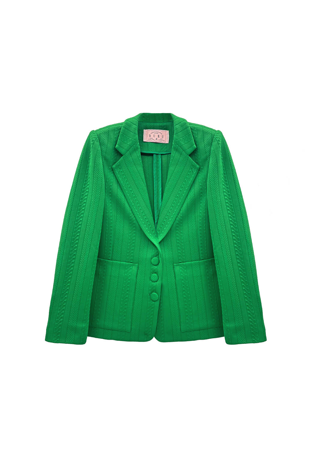 The Classic Blazer - Kelly Green Cable-knit - BURU