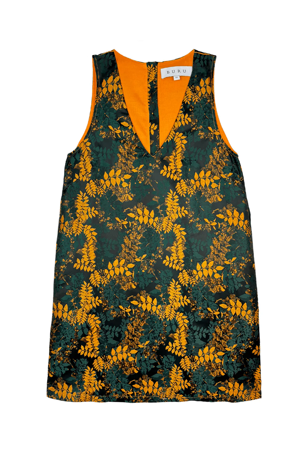 Le V Mod Dress - Emerald & Gold - BURU