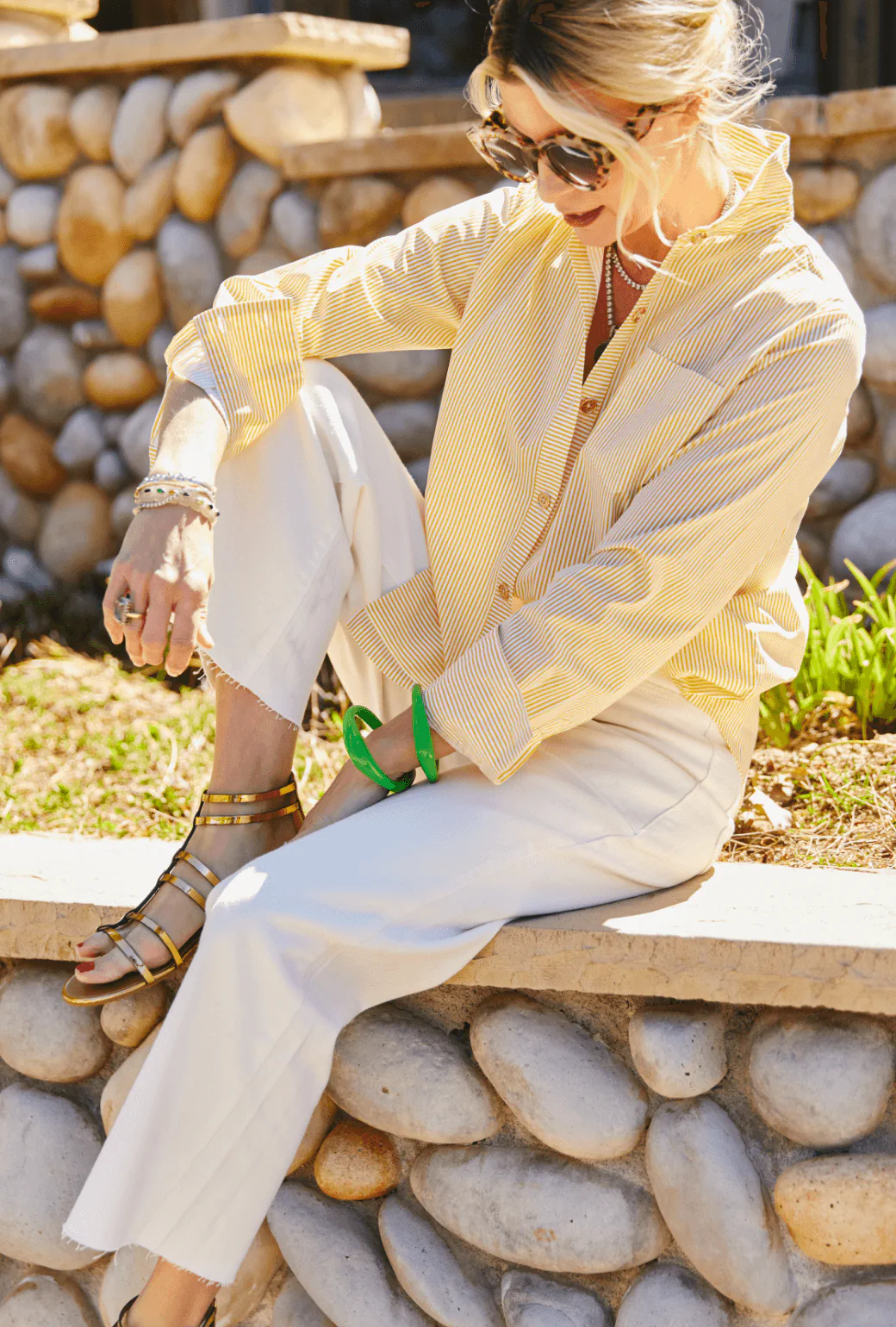 Mel Button Down Shirt - Yellow Stripe - BURU