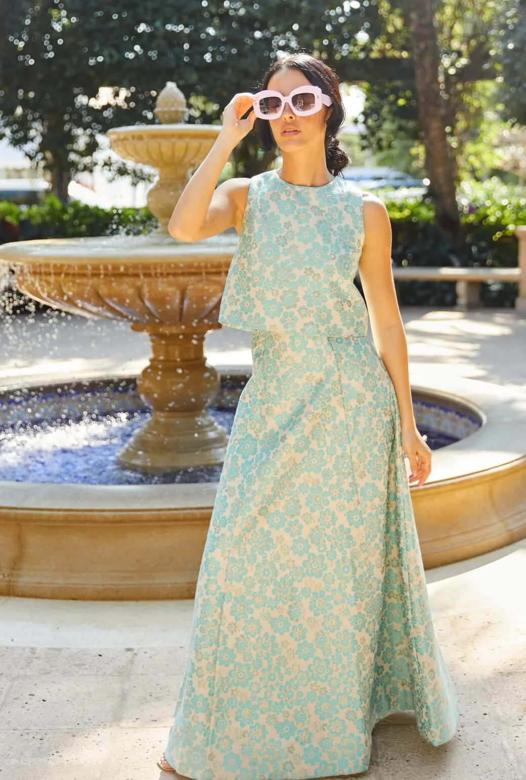 Audrey Top - Aqua Brightline - BURU