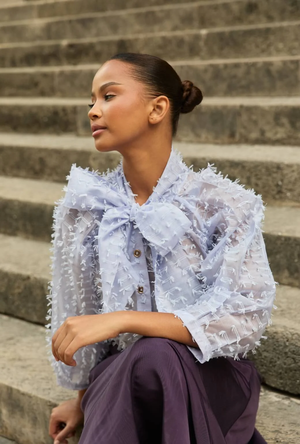 Big Bow Blouse - Lilac Bows - BURU