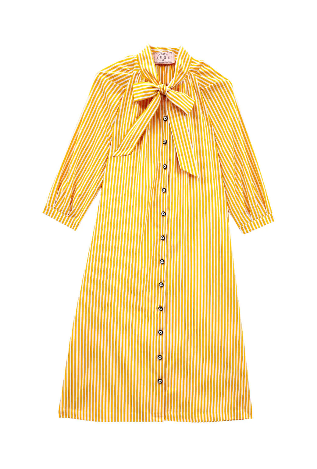 Bow Housecoat - Marigold Stripe - BURU