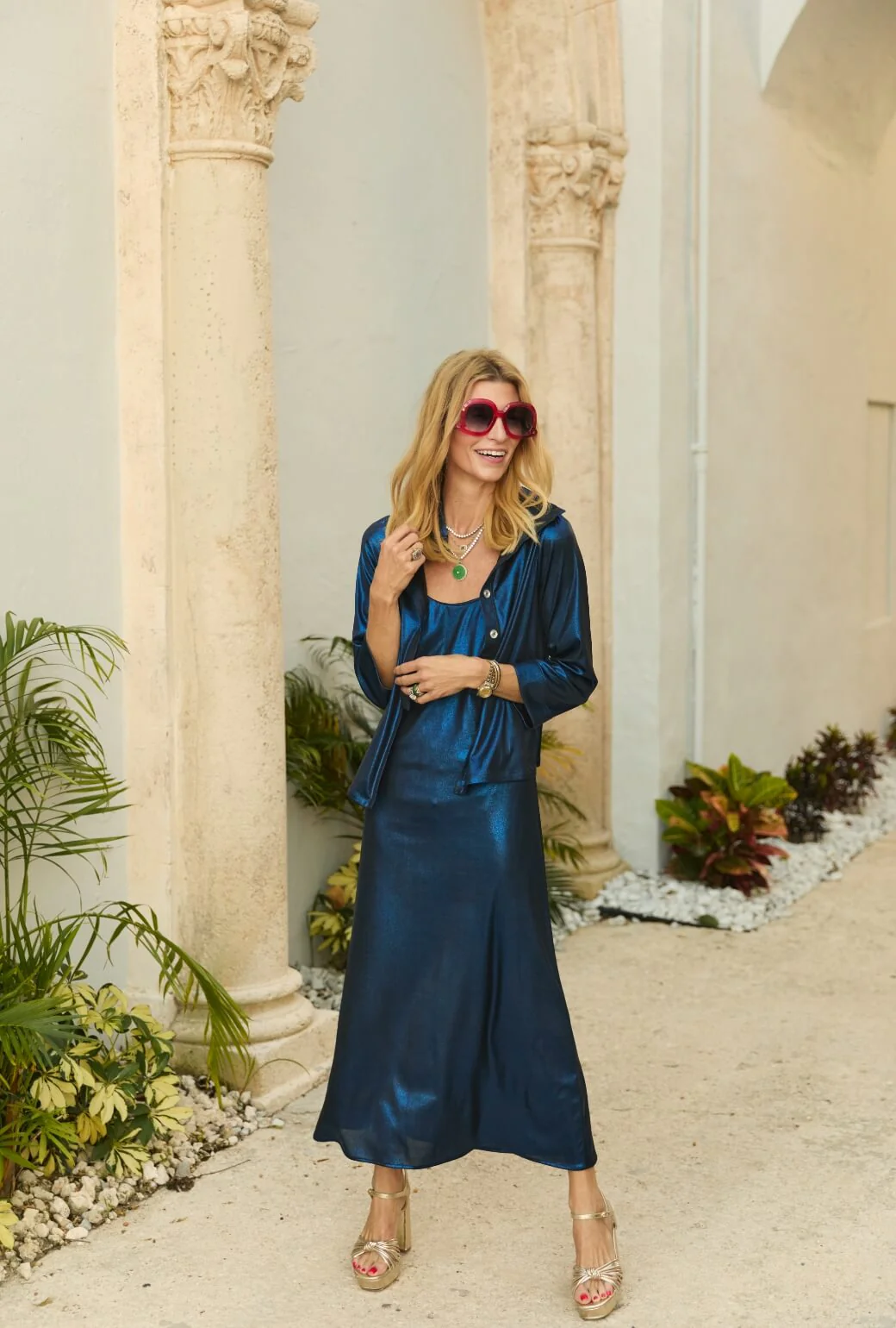 Slip Dress - Cobalt Lurex - BURU