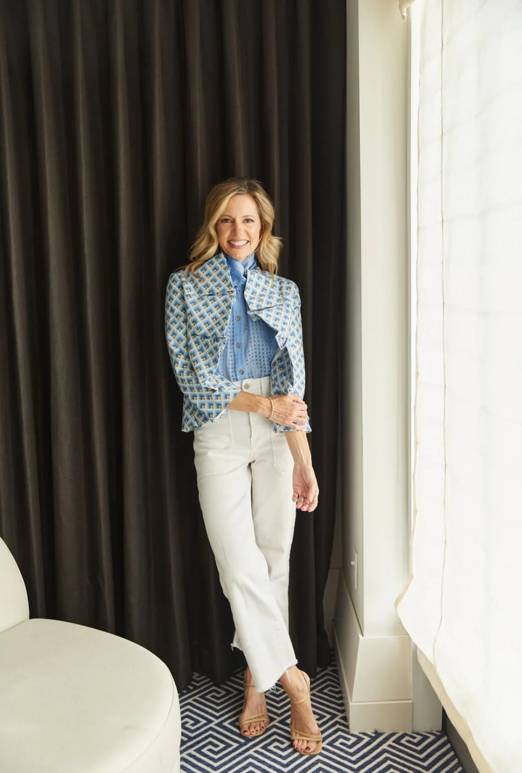 Big Bow Blouse - Blue Sheer Gingham - BURU