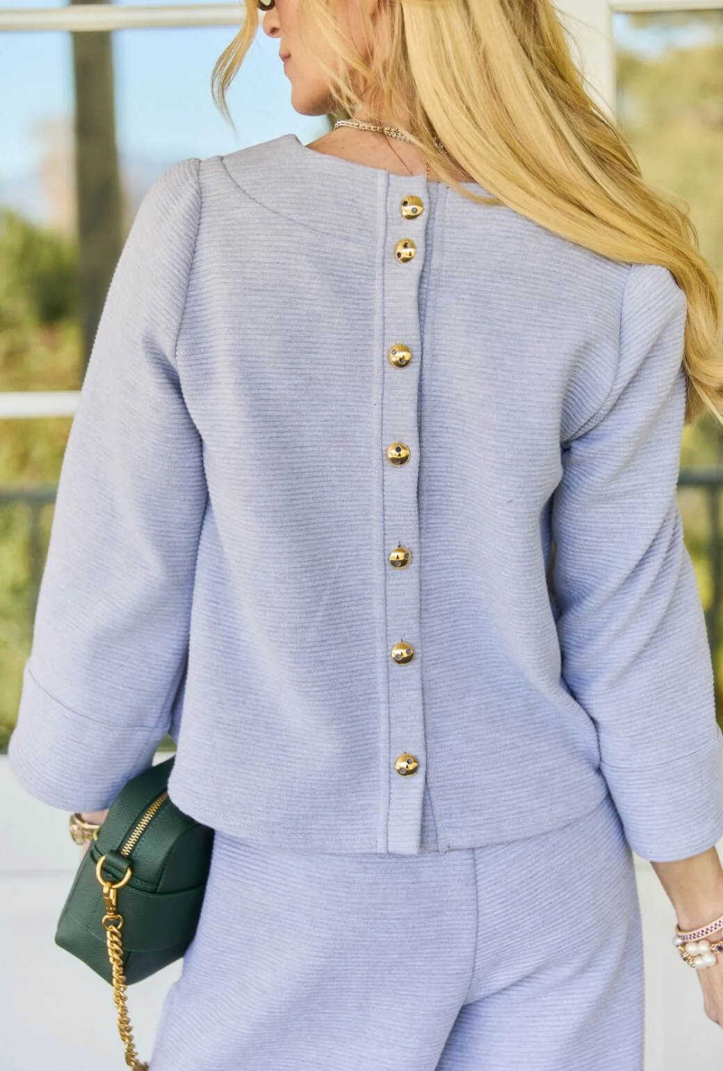 Deep V Long Sleeve Mod Top - Grey Ottoman Rib - BURU