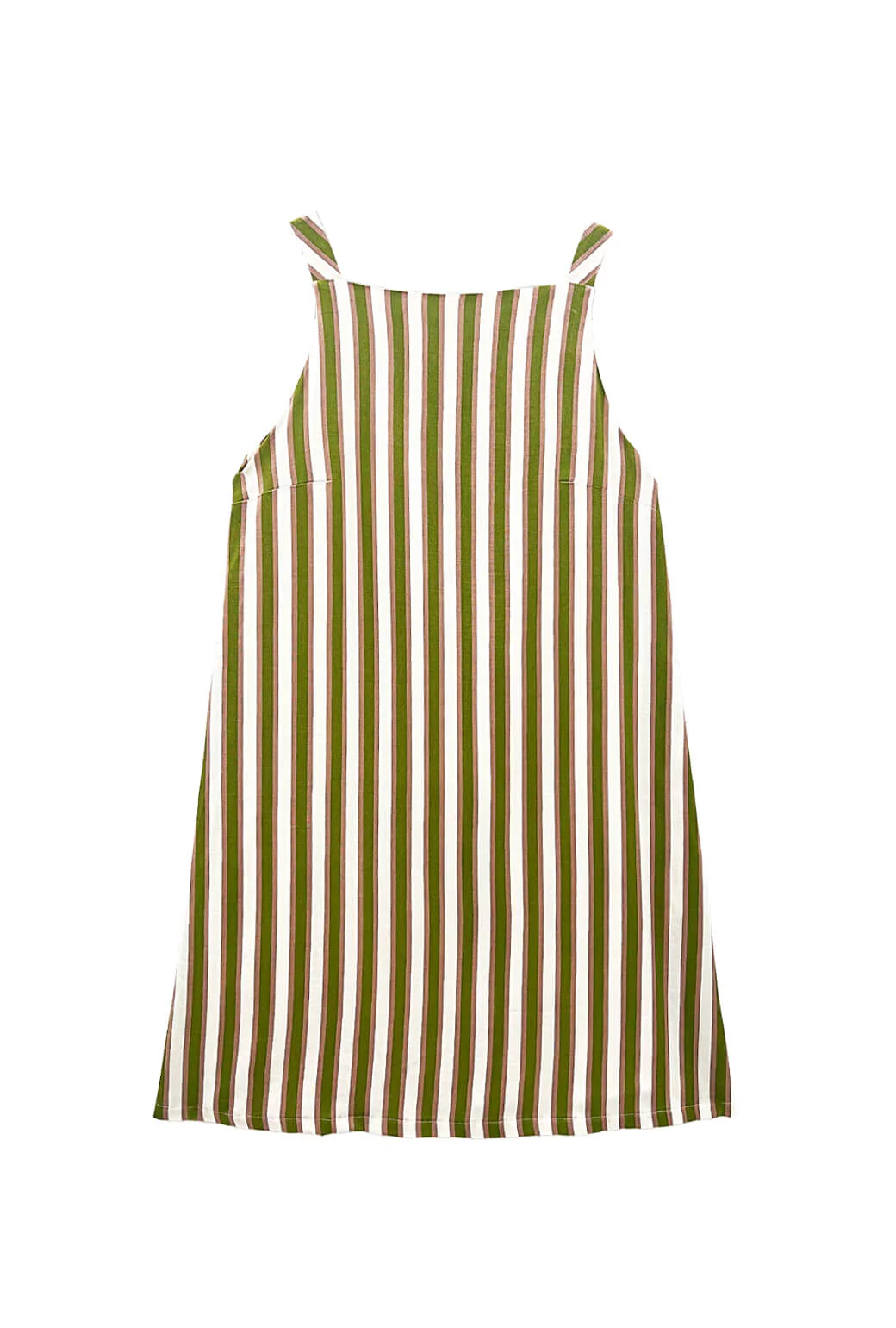 Buru x Megan Stokes The Megan Dress KNEE LENGTH - Green & Brown Stripe - BURU