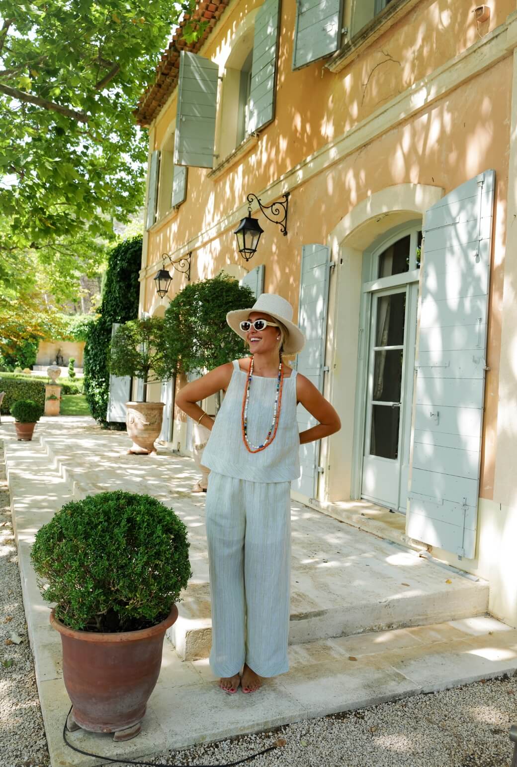 The Stokes Swing Top - Green Linen Stripe - BURU