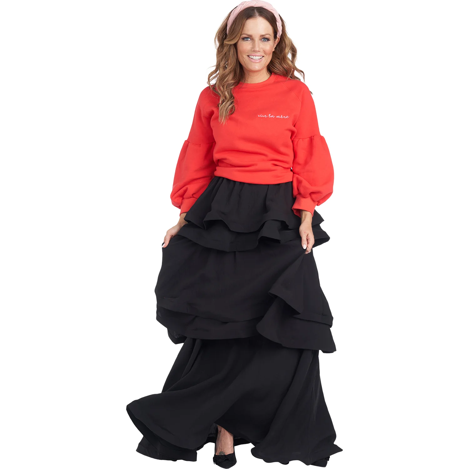 Teagan Tiered Skirt - Black - BURU
