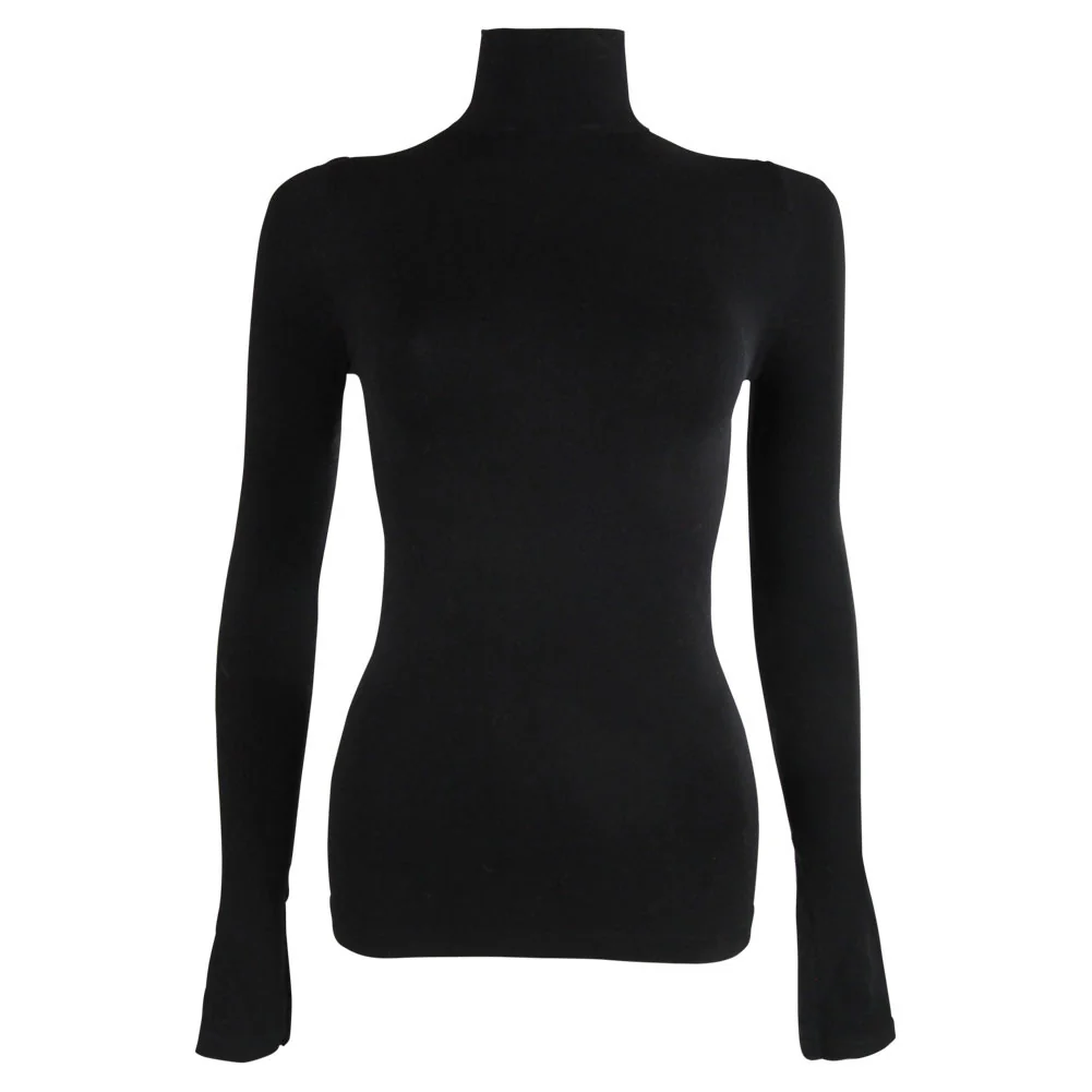 Long Sleeve Mock Turtleneck - Black - BURU