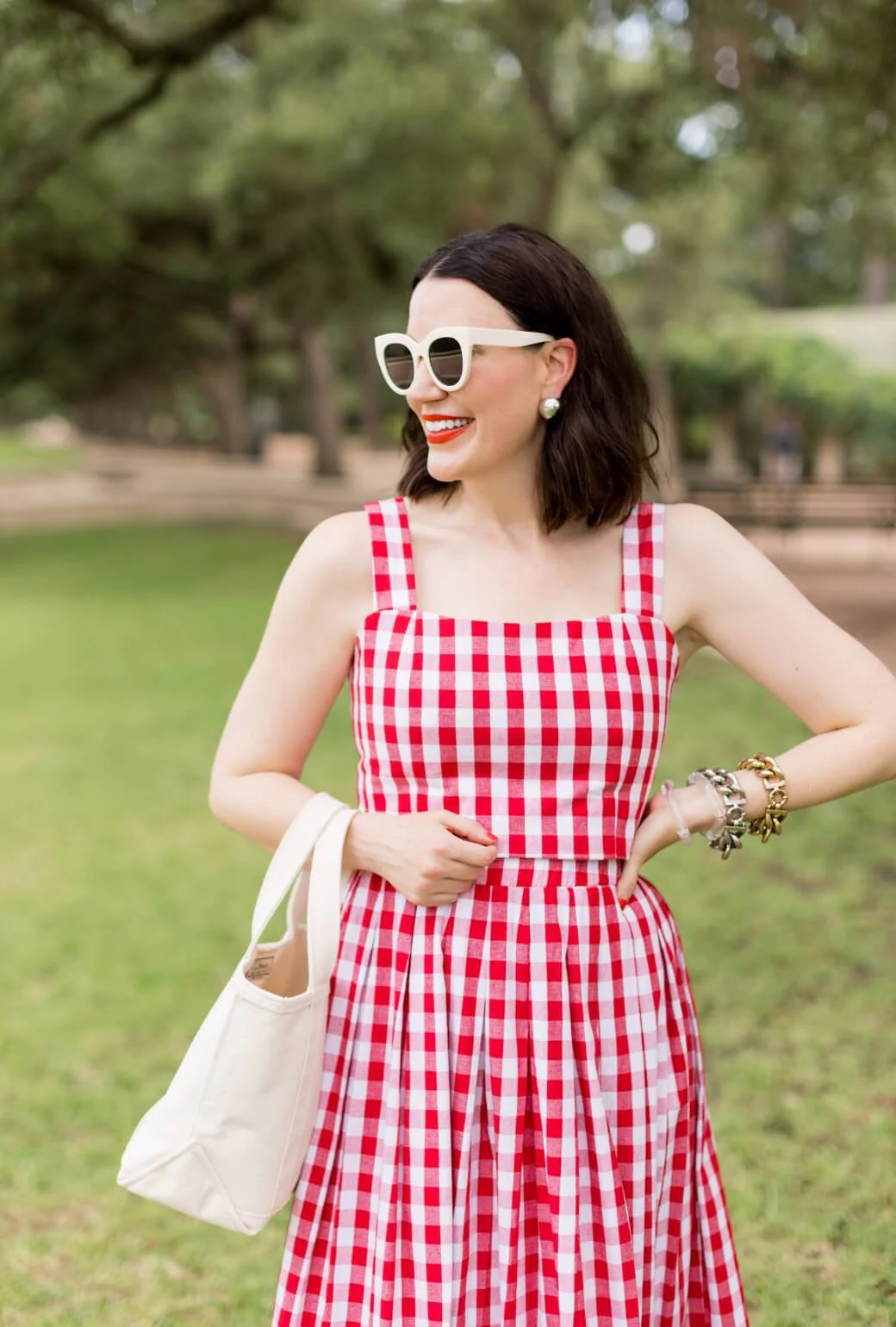 The Peplum Bustier -Red Gingham - BURU