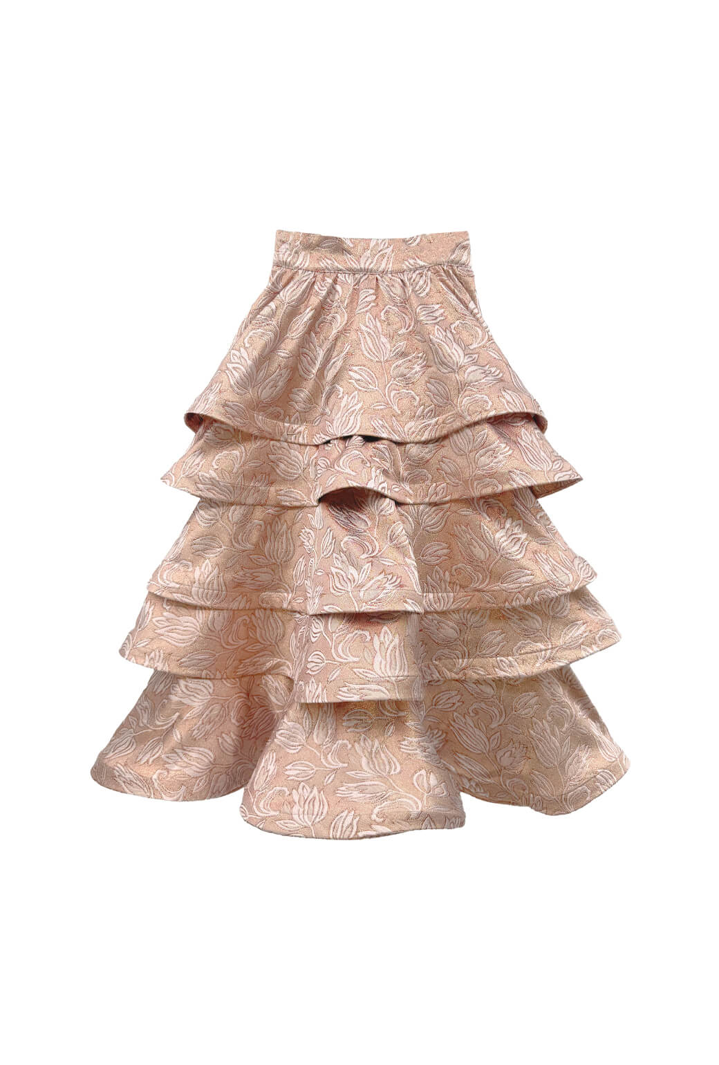 MIDI Teagan Skirt - Gold Tulip Lamé - BURU