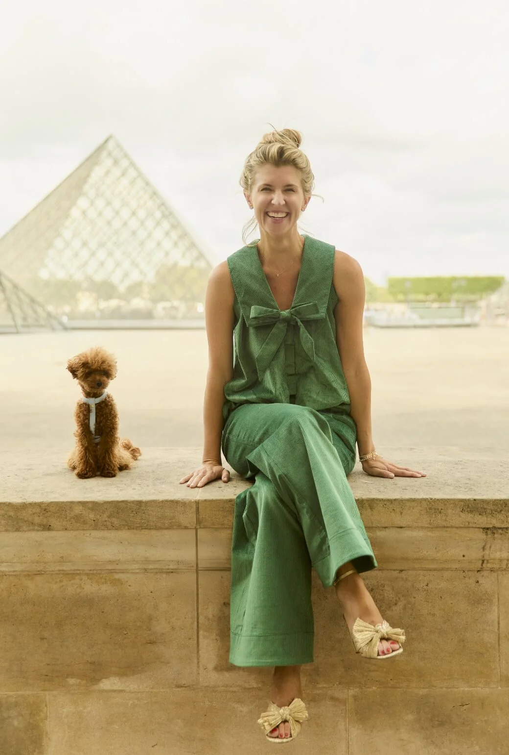 Buru x Anna Kloots Tailored Swing Top - Green Corduroy - BURU