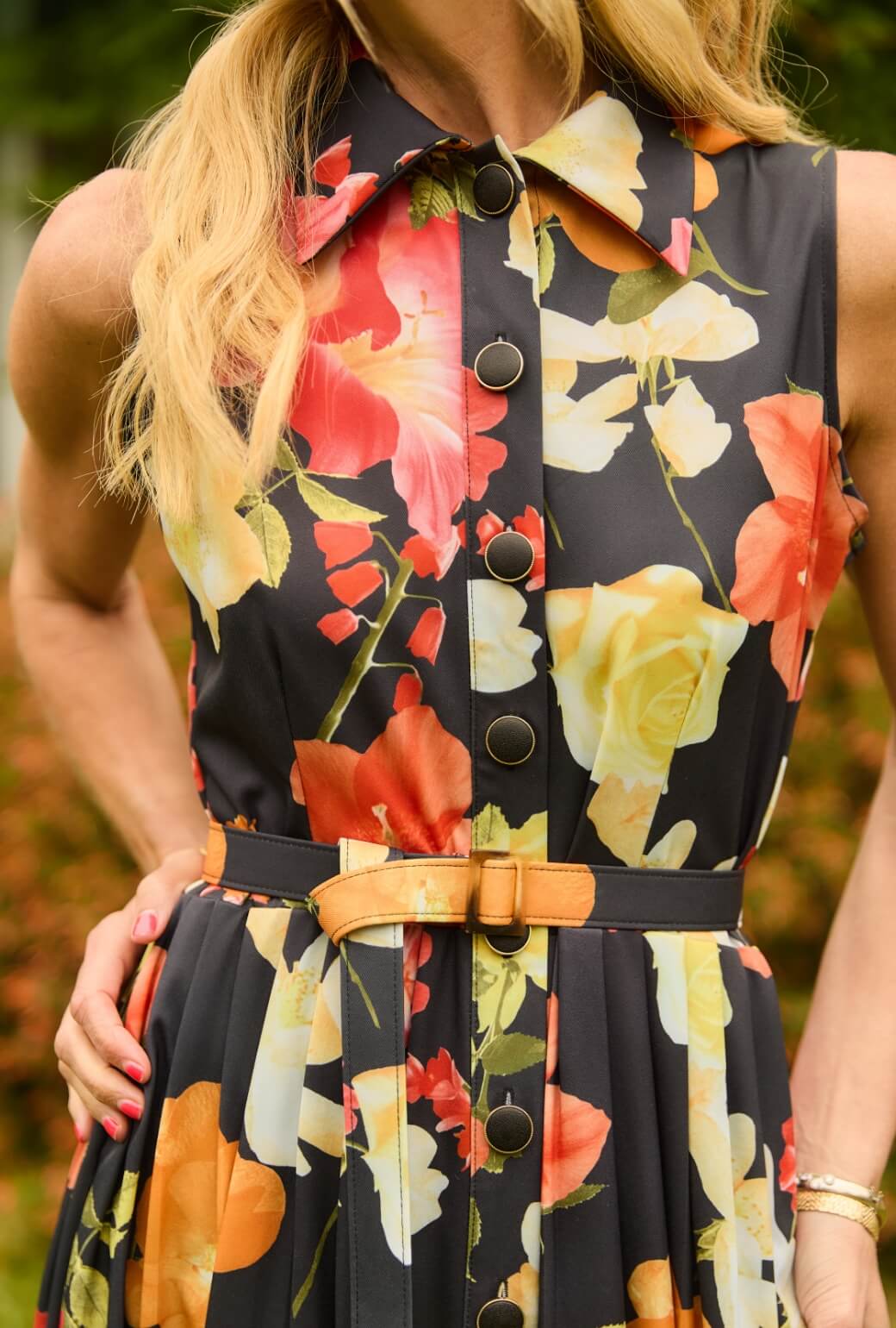 Sleeveless Shirtdress MAXI - Hibiscus - BURU