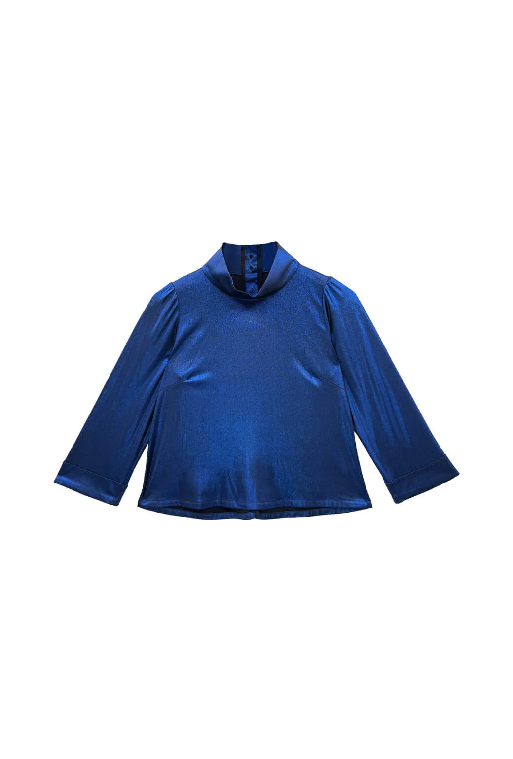 Cropped Long Sleeve Mod Top - Cobalt Lurex - BURU