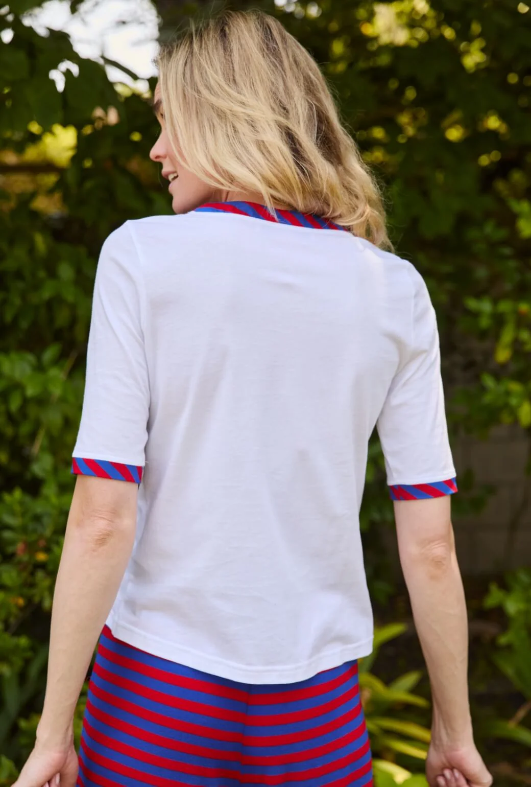 Contrast Tee - Blue & Red Stripe - BURU