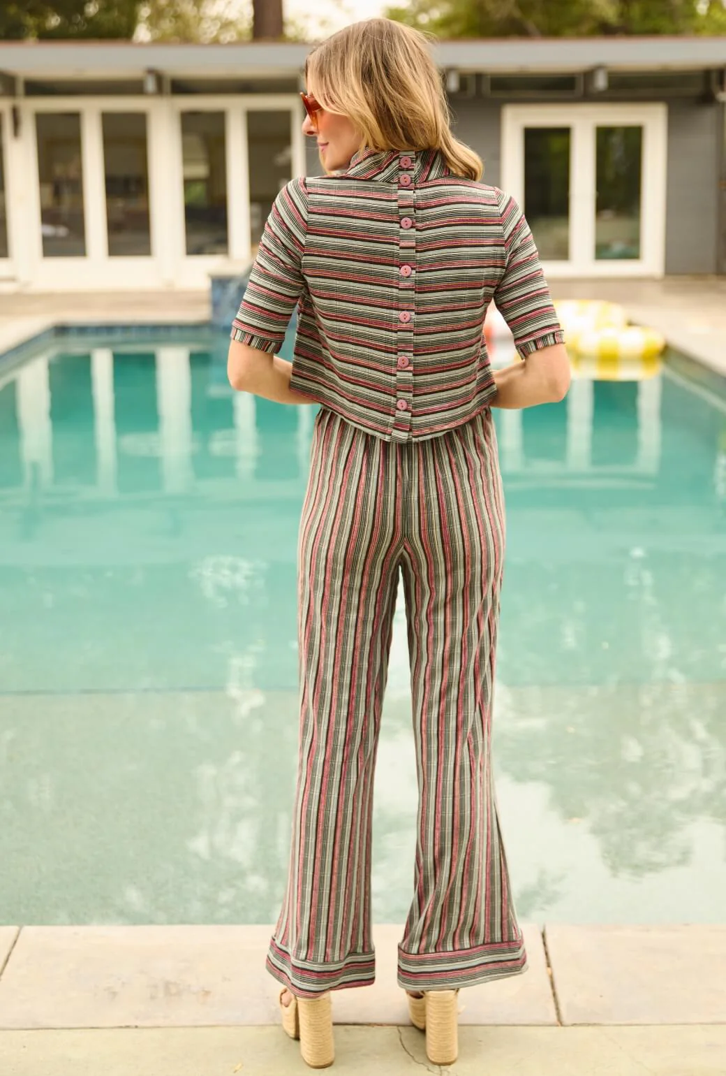 Hepburn High Rise Trousers - 70's Stripe - BURU
