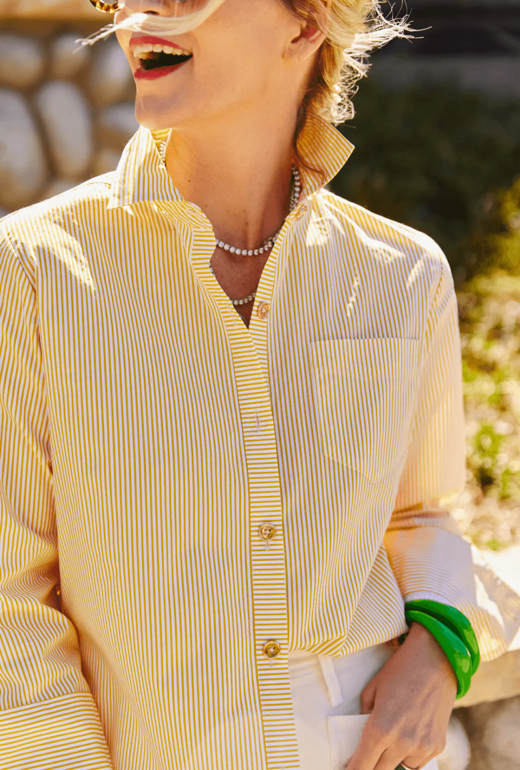 Mel Button Down Shirt - Yellow Stripe - BURU