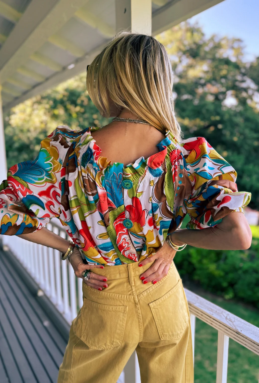 Button Back Bettie Ann Blouse - Graffiti - BURU