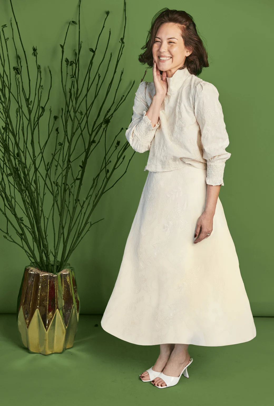 The Laura Skirt - Ivory Embroidery - BURU