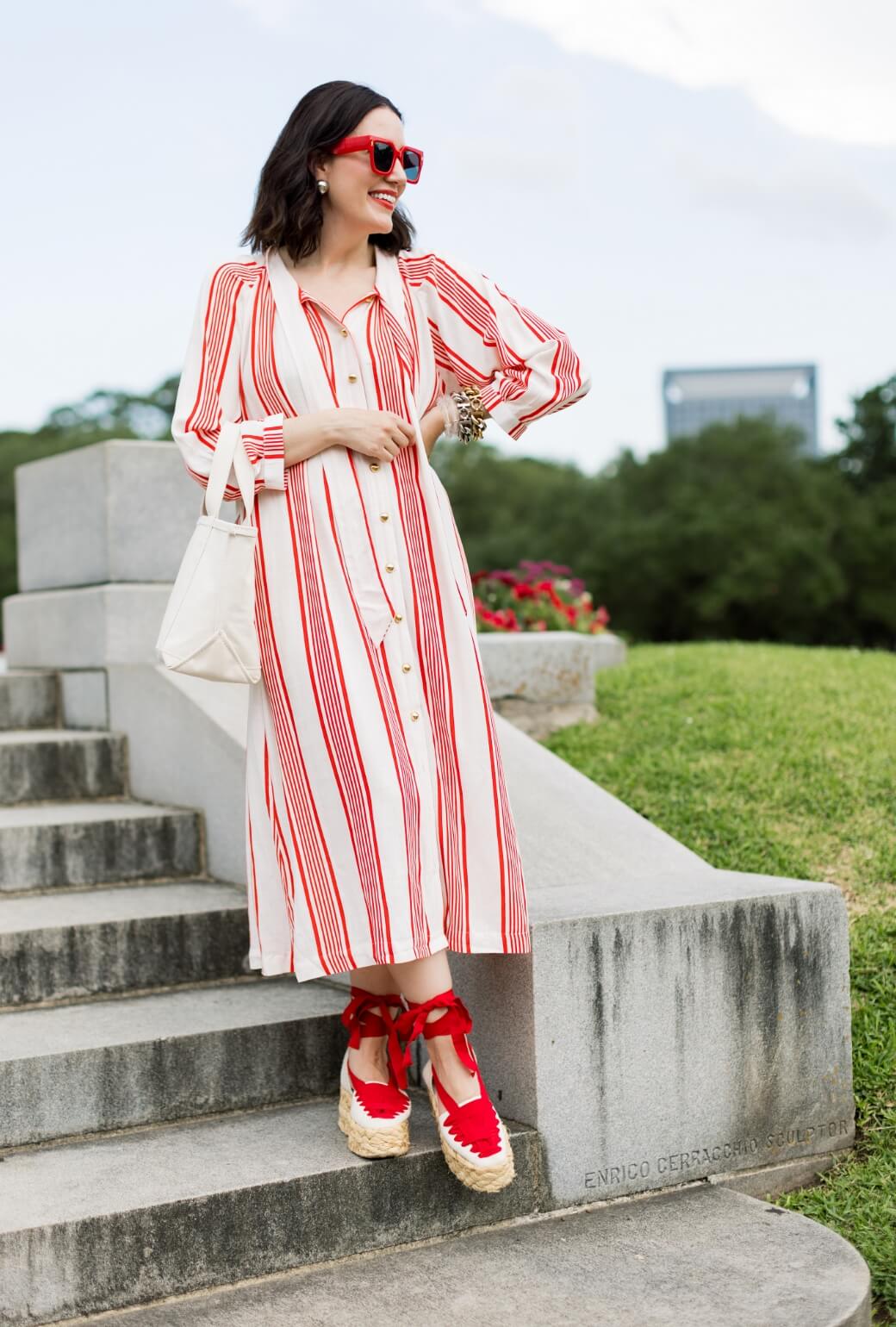 Buru x Val Bow Housecoat - Red & White Stripe - BURU