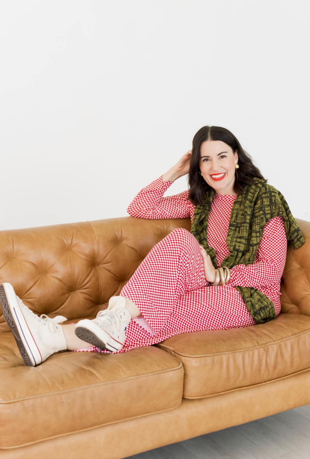 Buru x Val Wide Leg Knit Trouser - Red & White Checkerboard - BURU