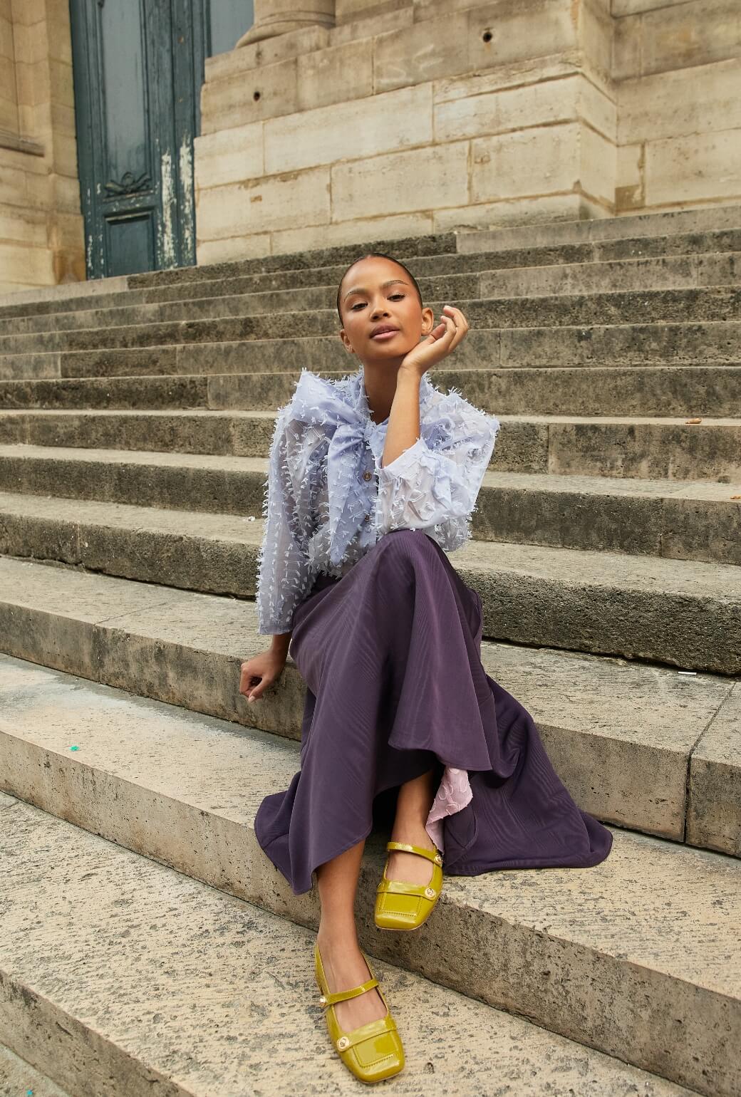 The Laura Skirt - Eggplant Moiré - BURU