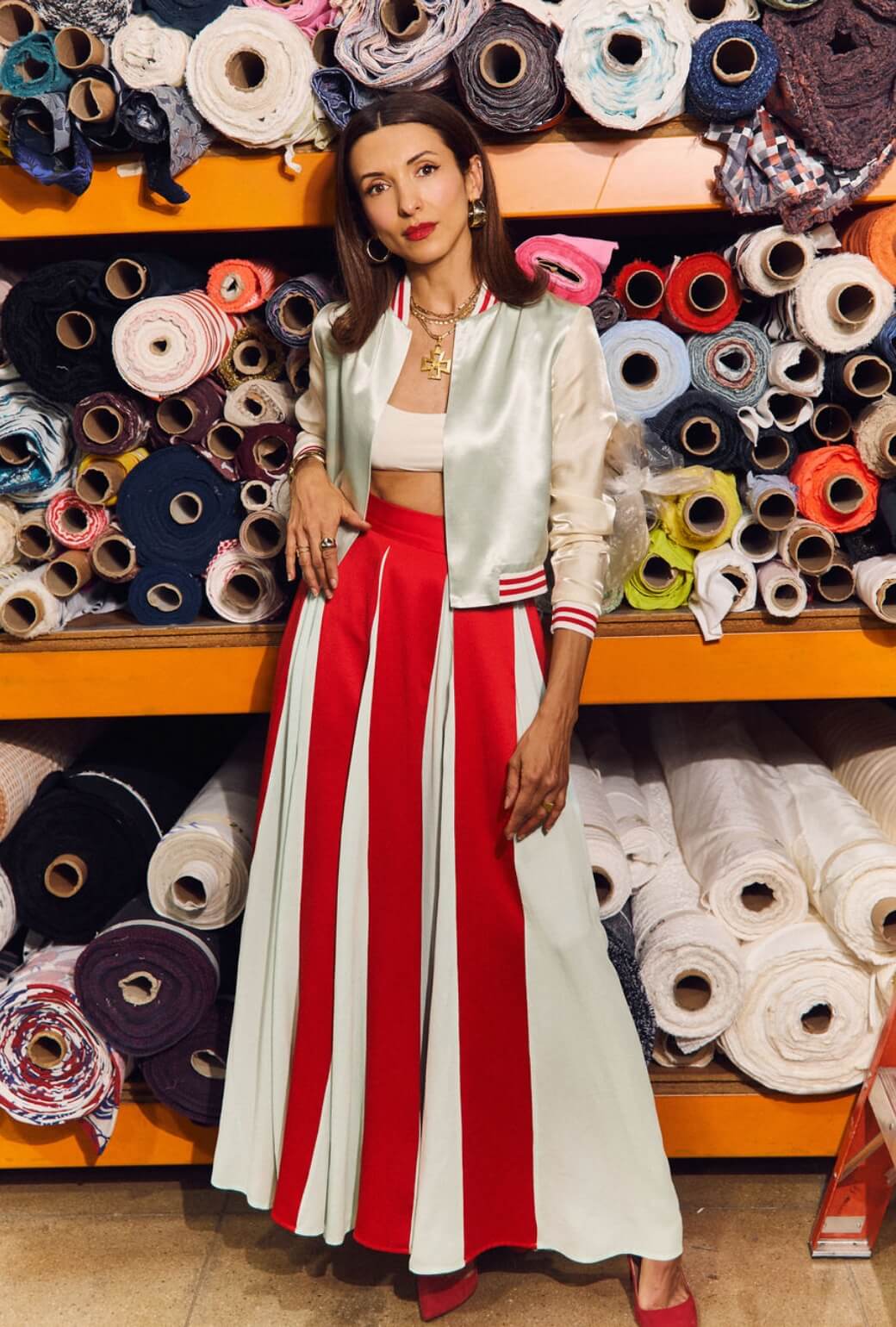 Buru x India The Sloane Square Skirt - Robin's Egg Blue and Red - BURU