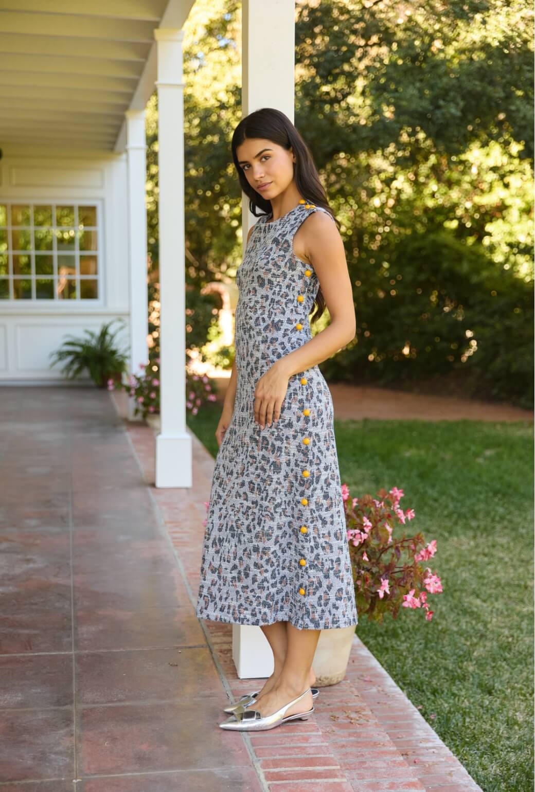 Jackie Dress Tea Length - Navy Leopard - BURU