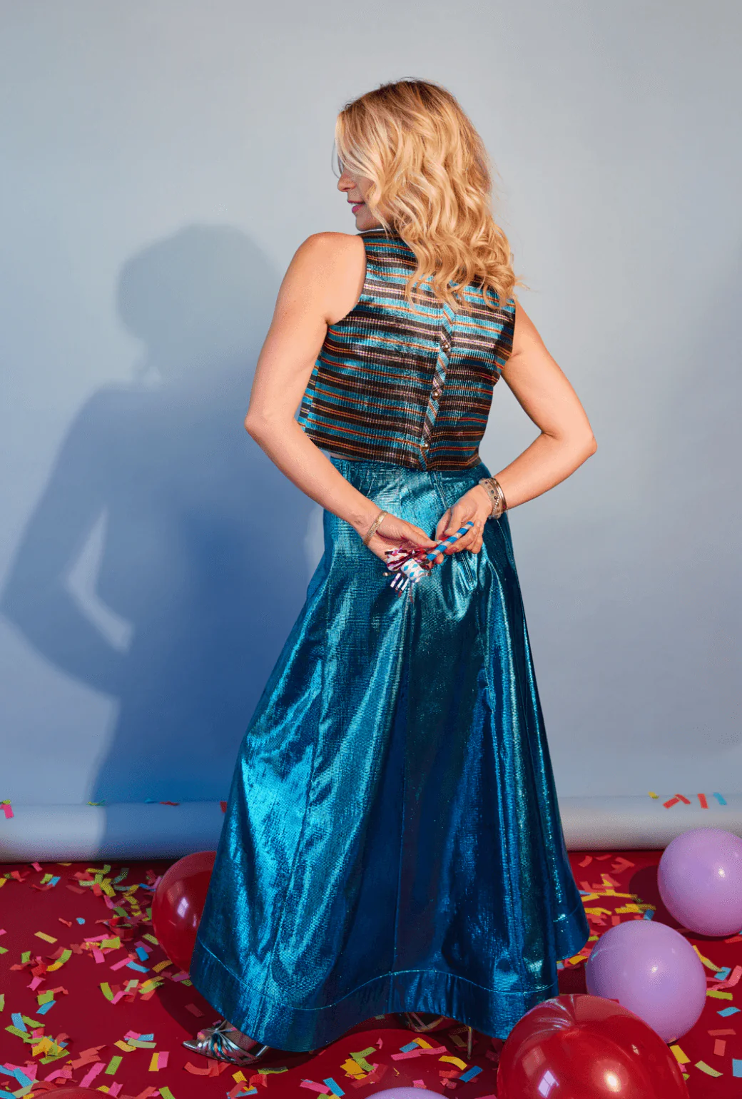 Audrey Top - Electric Blue Stripe Lame - BURU