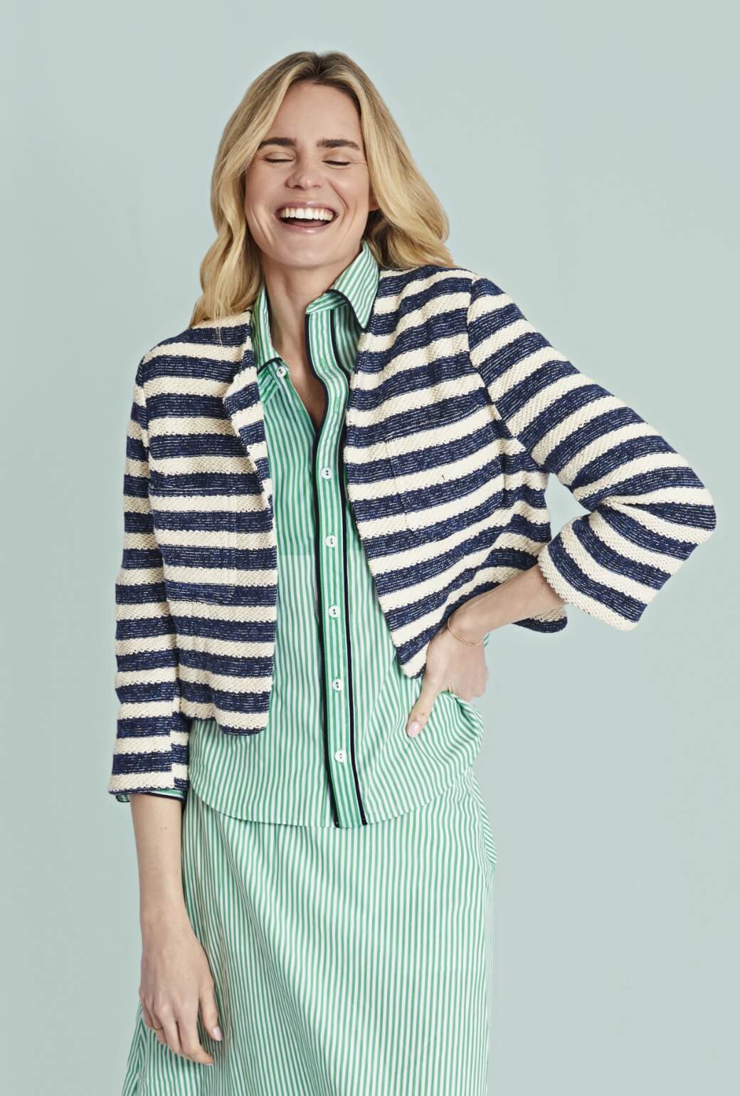 Cardigan Blazer - Navy Rope - BURU