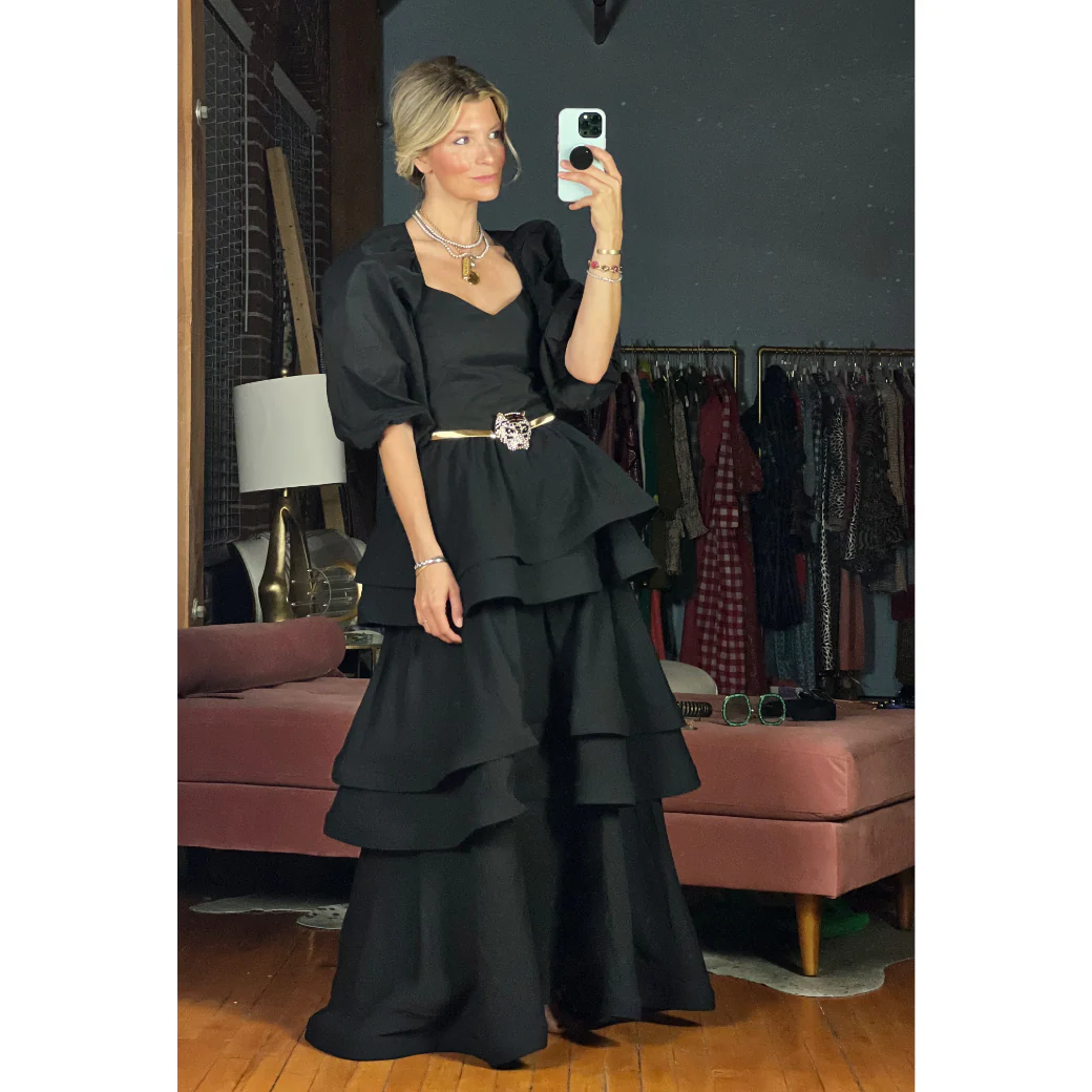 Teagan Tiered Skirt - Black - BURU