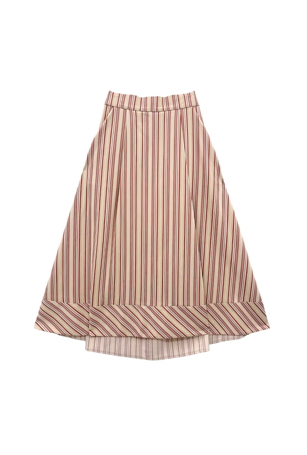 Flat Front MIDI Skirt - Poppy and Brown Stripe - BURU