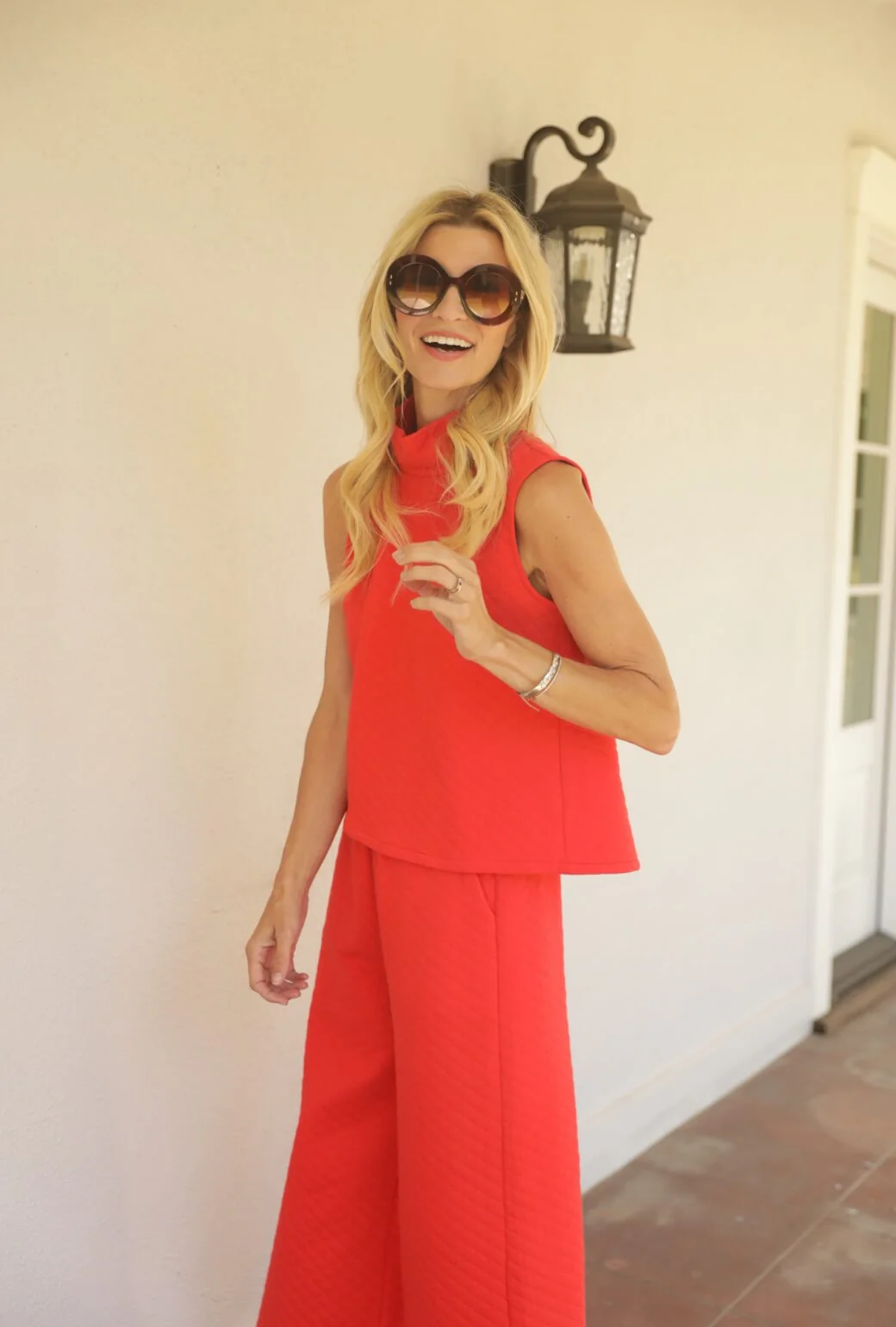 Cropped Sleeveless Mod Top 2.0 - Rouge Quilted Knit - BURU