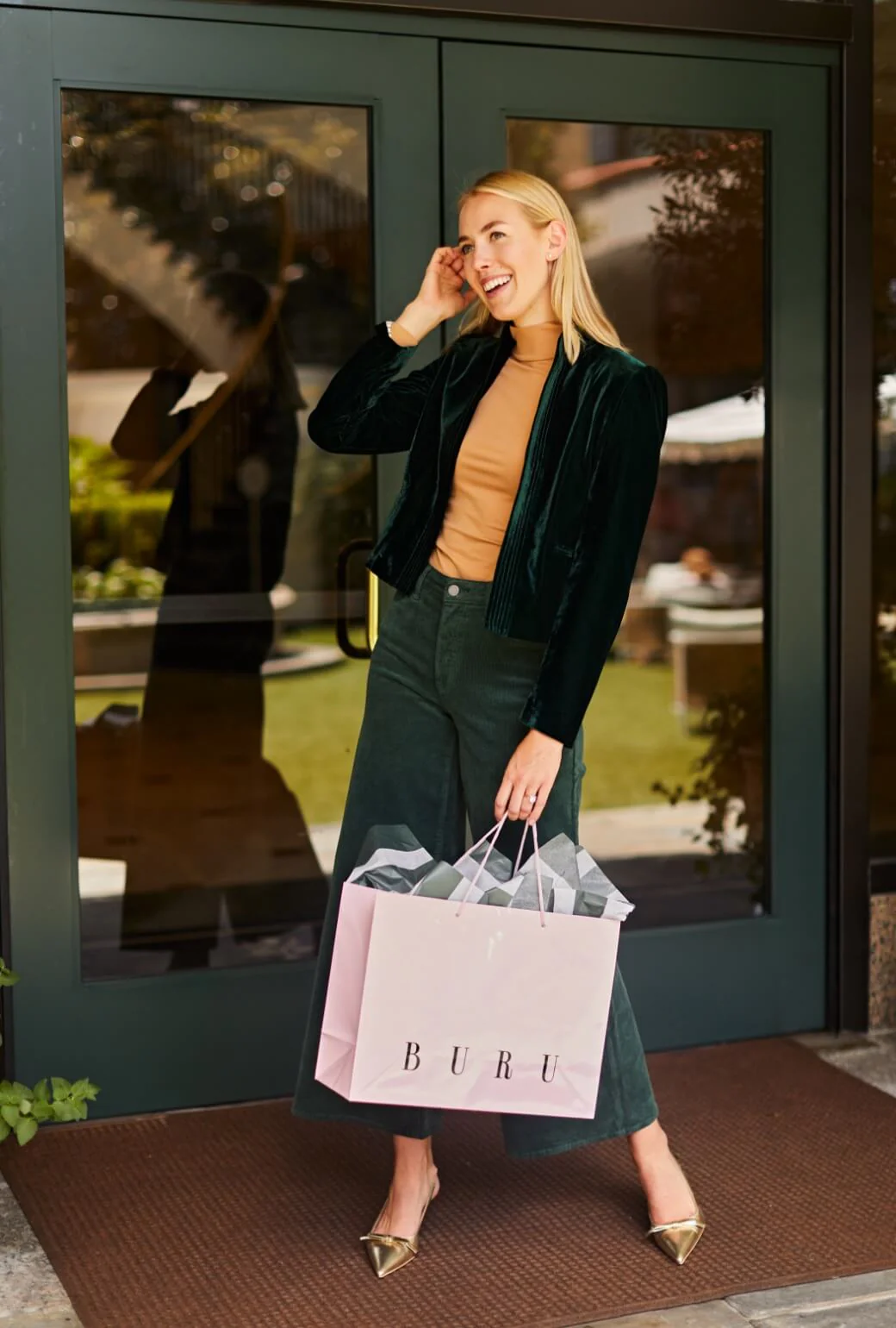 Mona Lee Blazer - Emerald Velvet - BURU