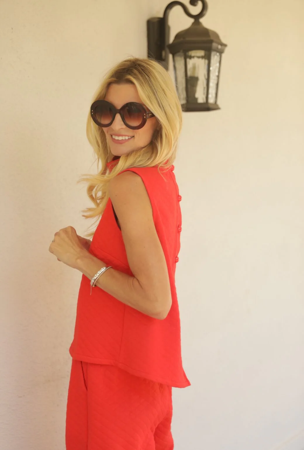 Cropped Sleeveless Mod Top 2.0 - Rouge Quilted Knit - BURU