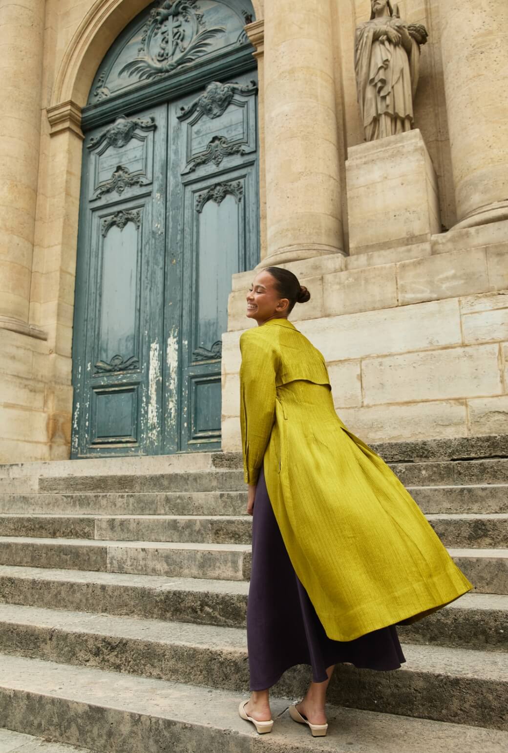 Trench Coat - Ribbed Chartreuse - BURU