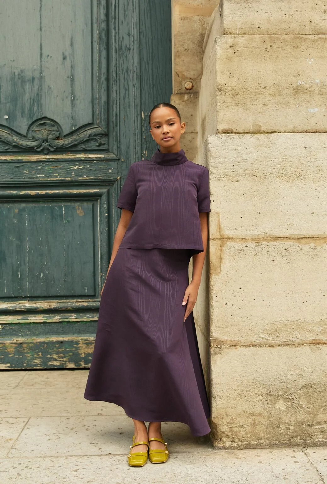 The Laura Skirt - Eggplant Moiré - BURU