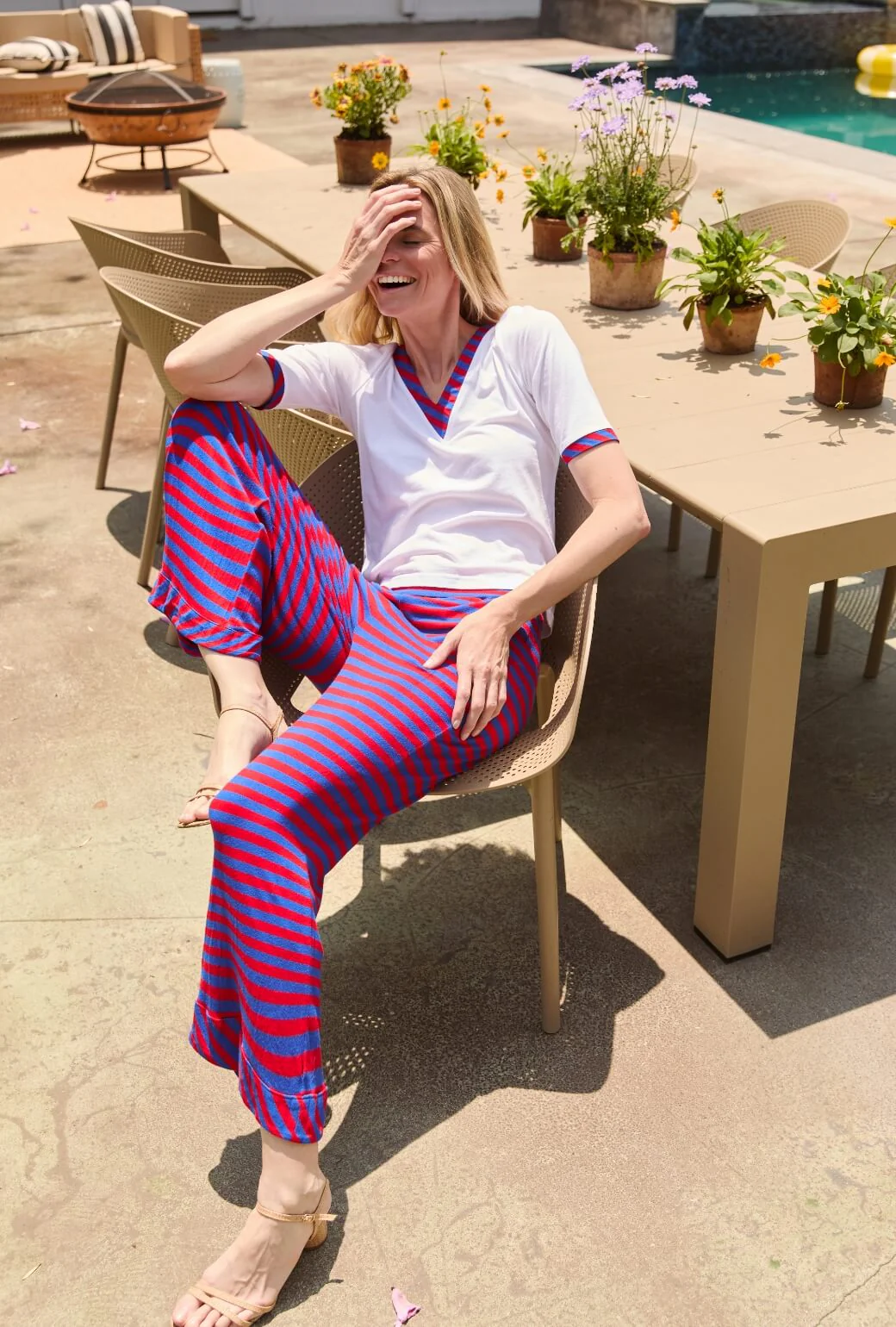 Contrast Tee - Blue & Red Stripe - BURU