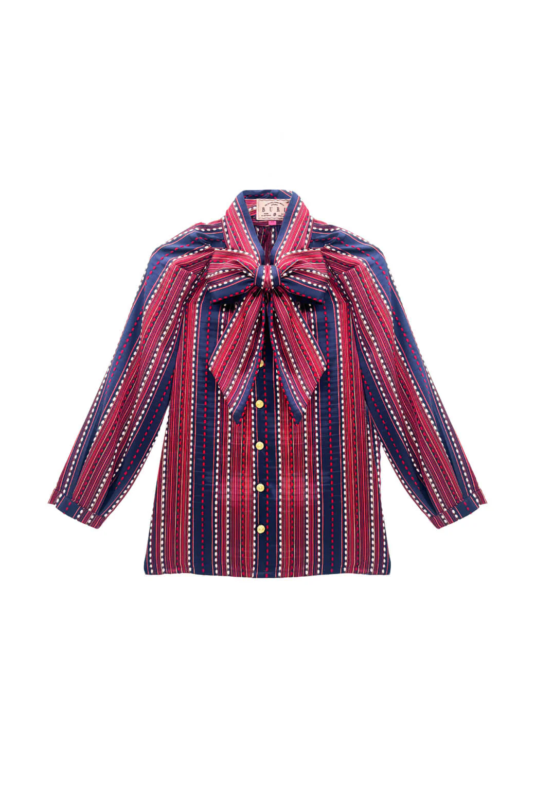 Big Bow Blouse - Navy Embroidery - BURU