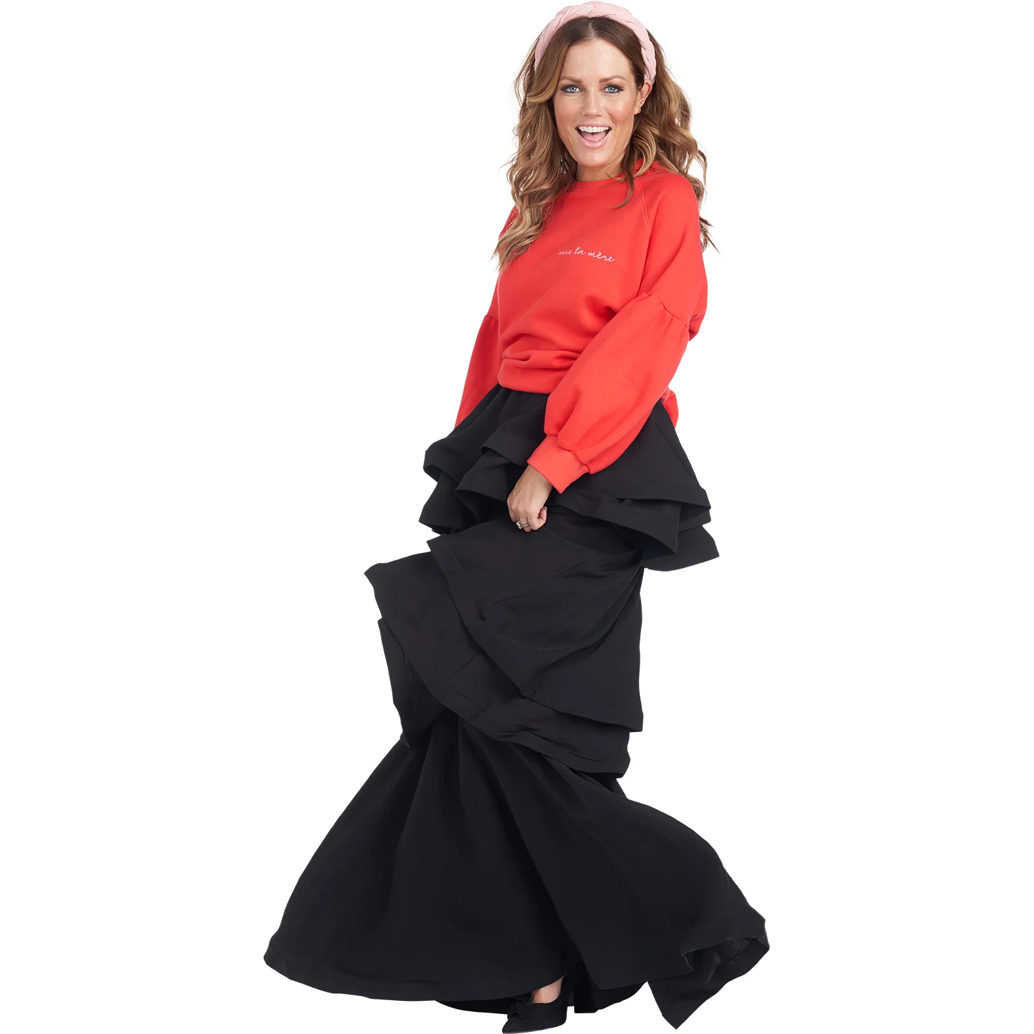 Teagan Tiered Skirt - Black - BURU