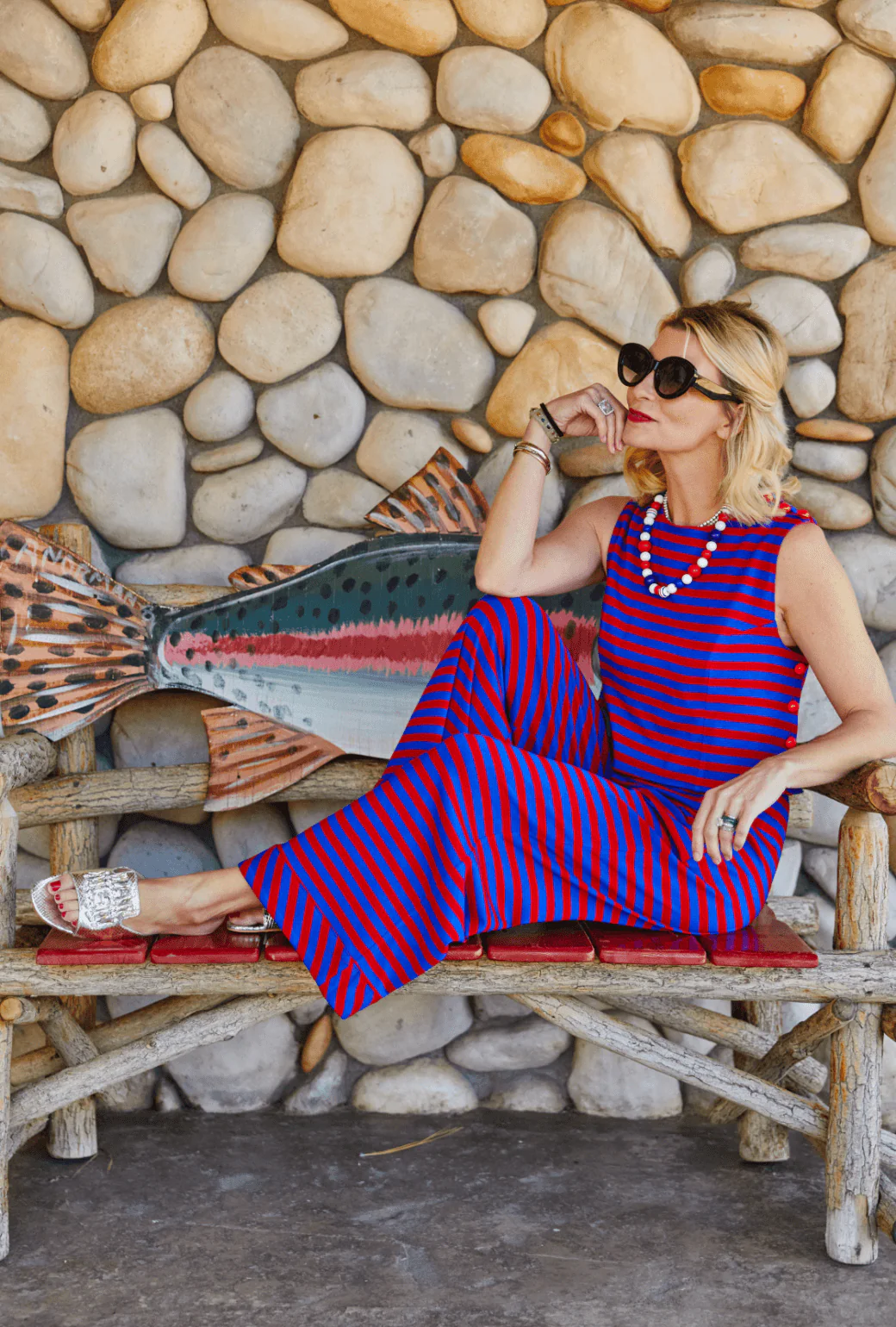 Button Box Top - Red & Blue Stripe - BURU