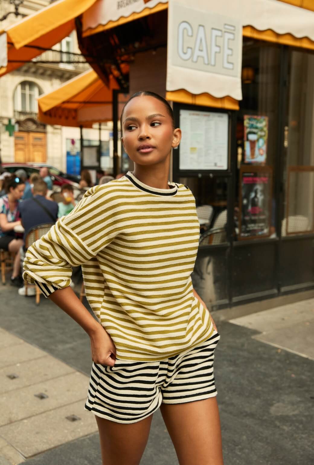 Tailored Everyday Shorts - Black Striped Terry - BURU