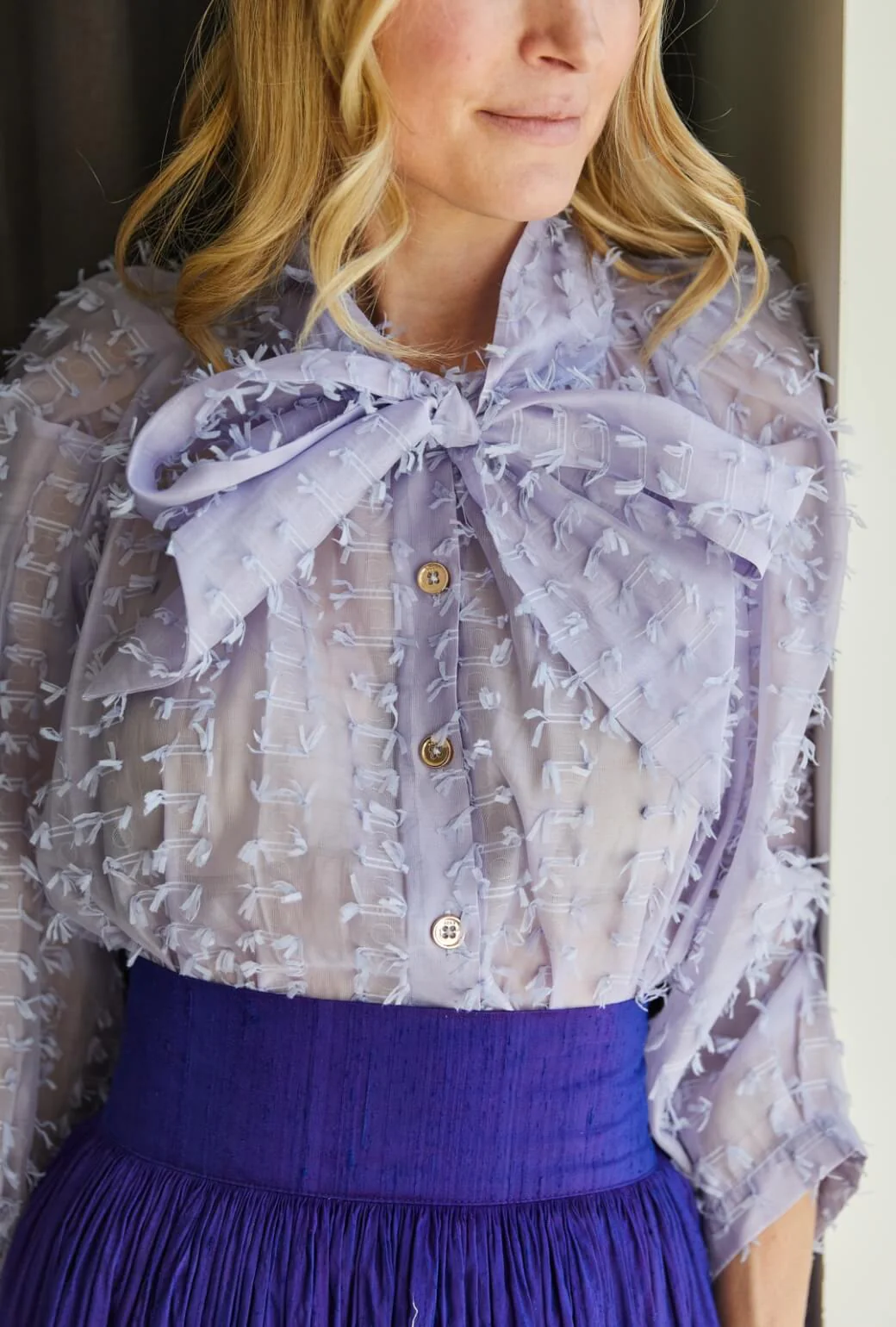 Big Bow Blouse - Lilac Bows - BURU