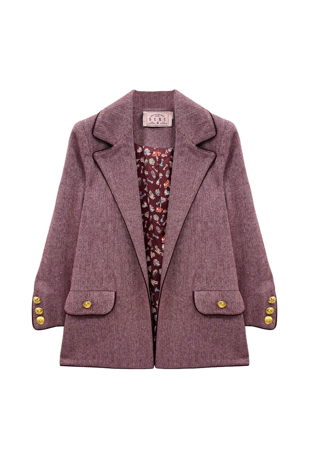 Boyfriend Blazer - Burgundy Herringbone - BURU