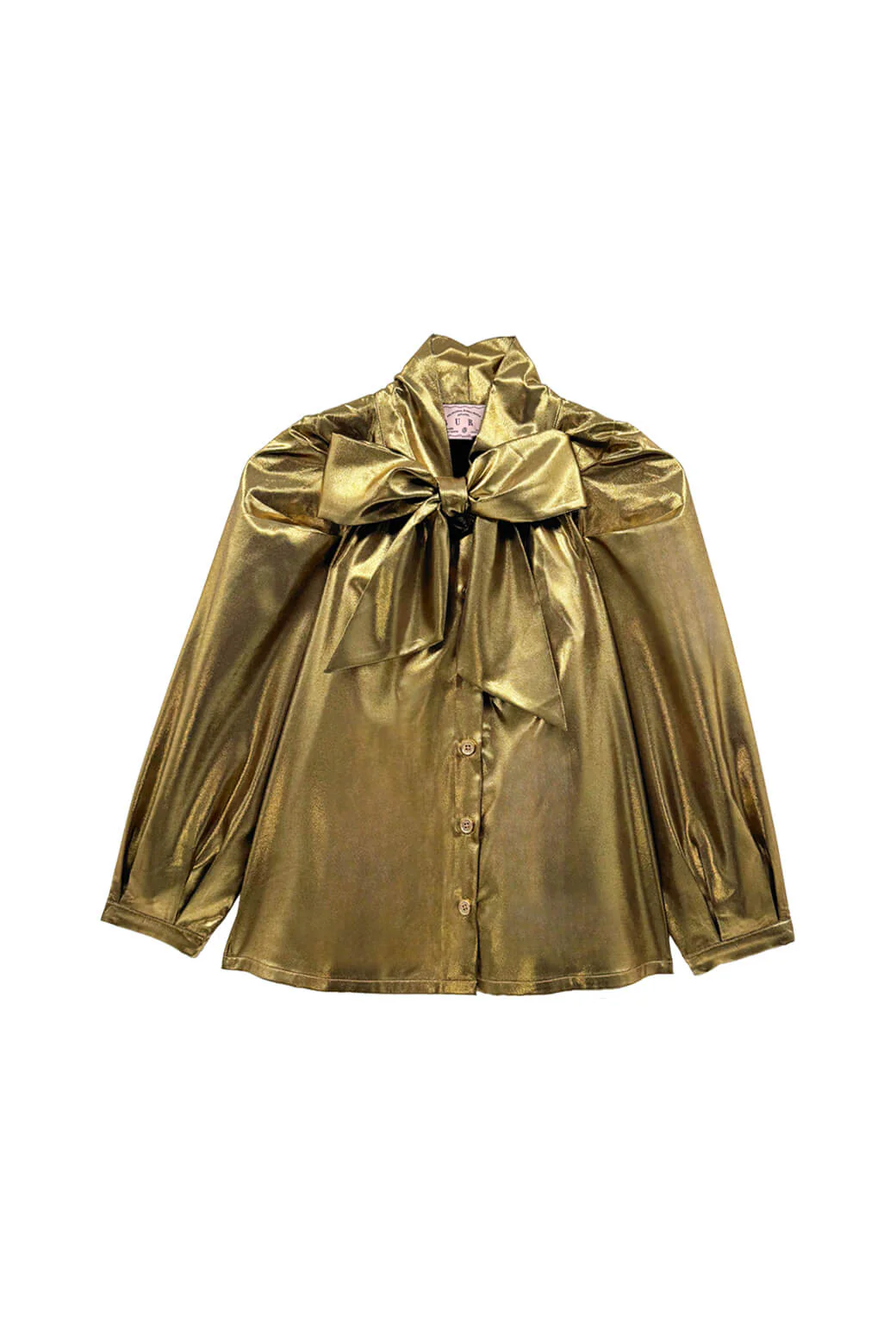 Big Bow Blouse - Gold Lamé - BURU