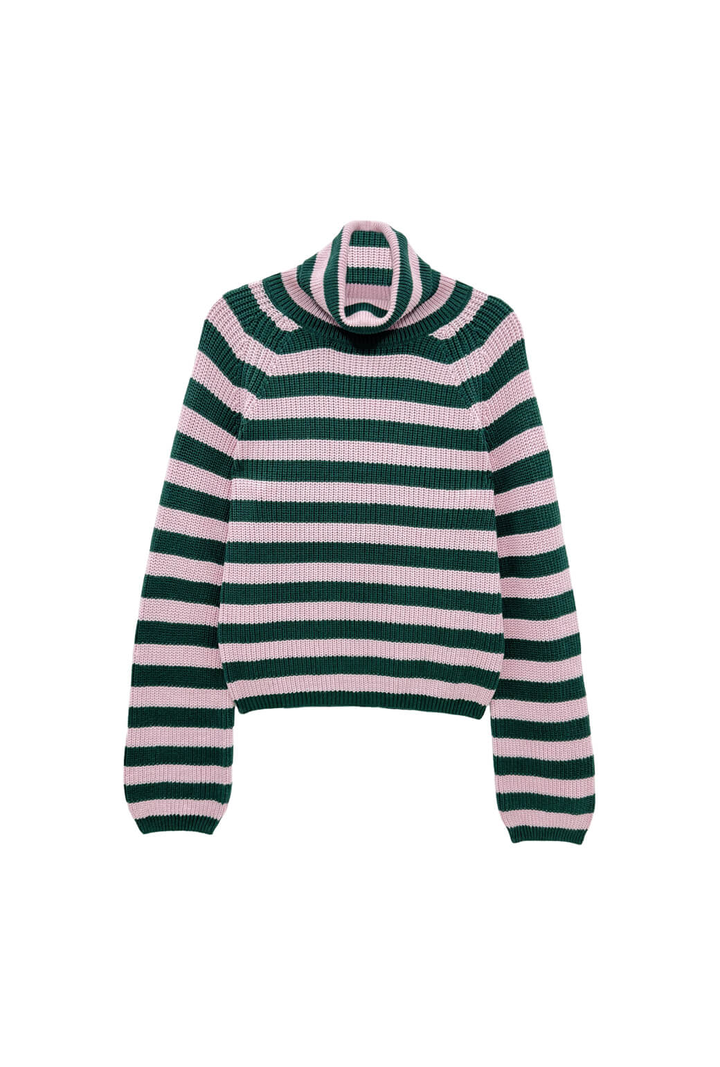 The Schafer Stripe Sweater - Deep Green & Ballet Pink - BURU