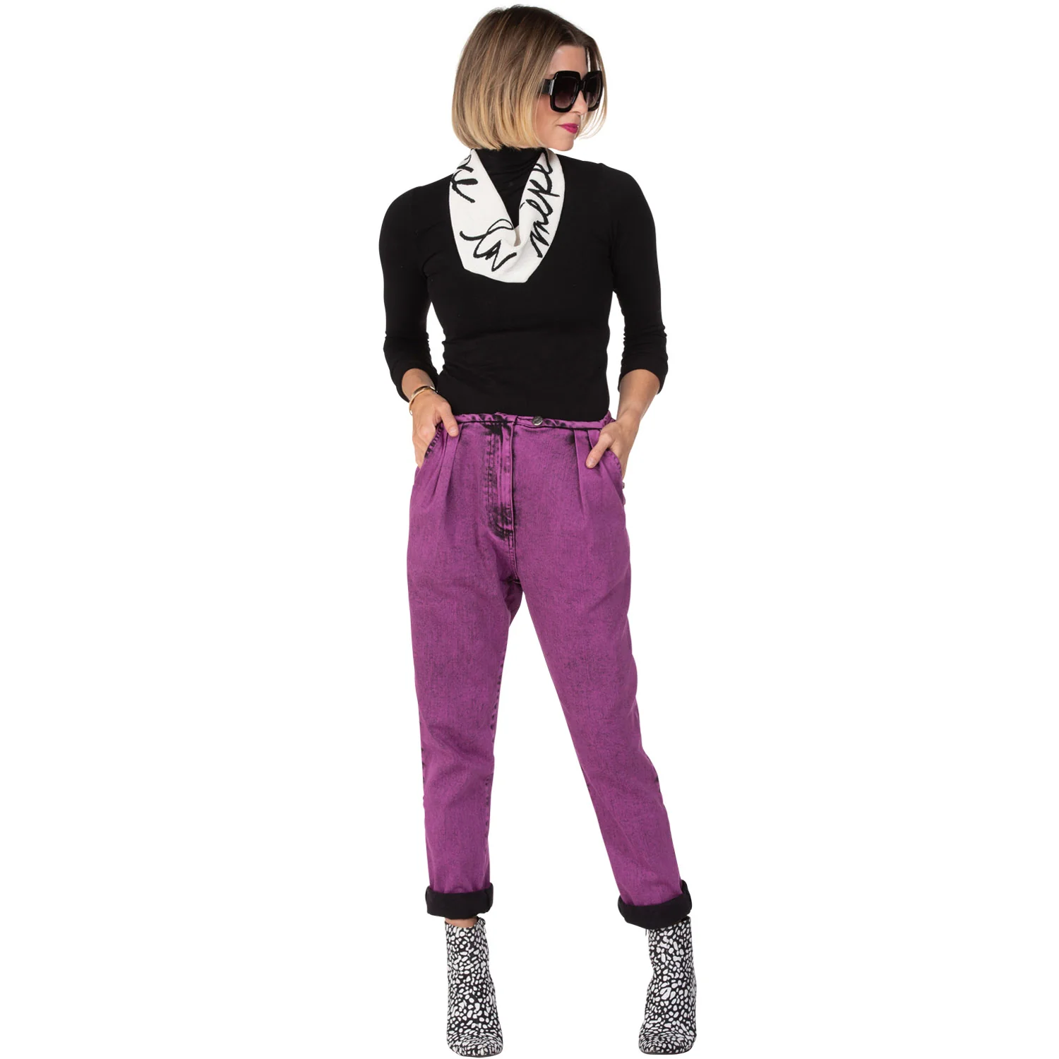 Long Sleeve Mock Turtleneck - Black - BURU